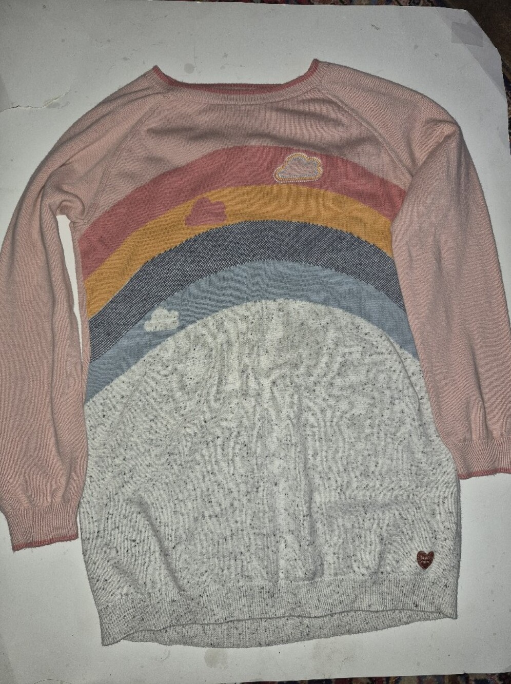 Women’s Pink Rainbow Heart Knit Sweater
